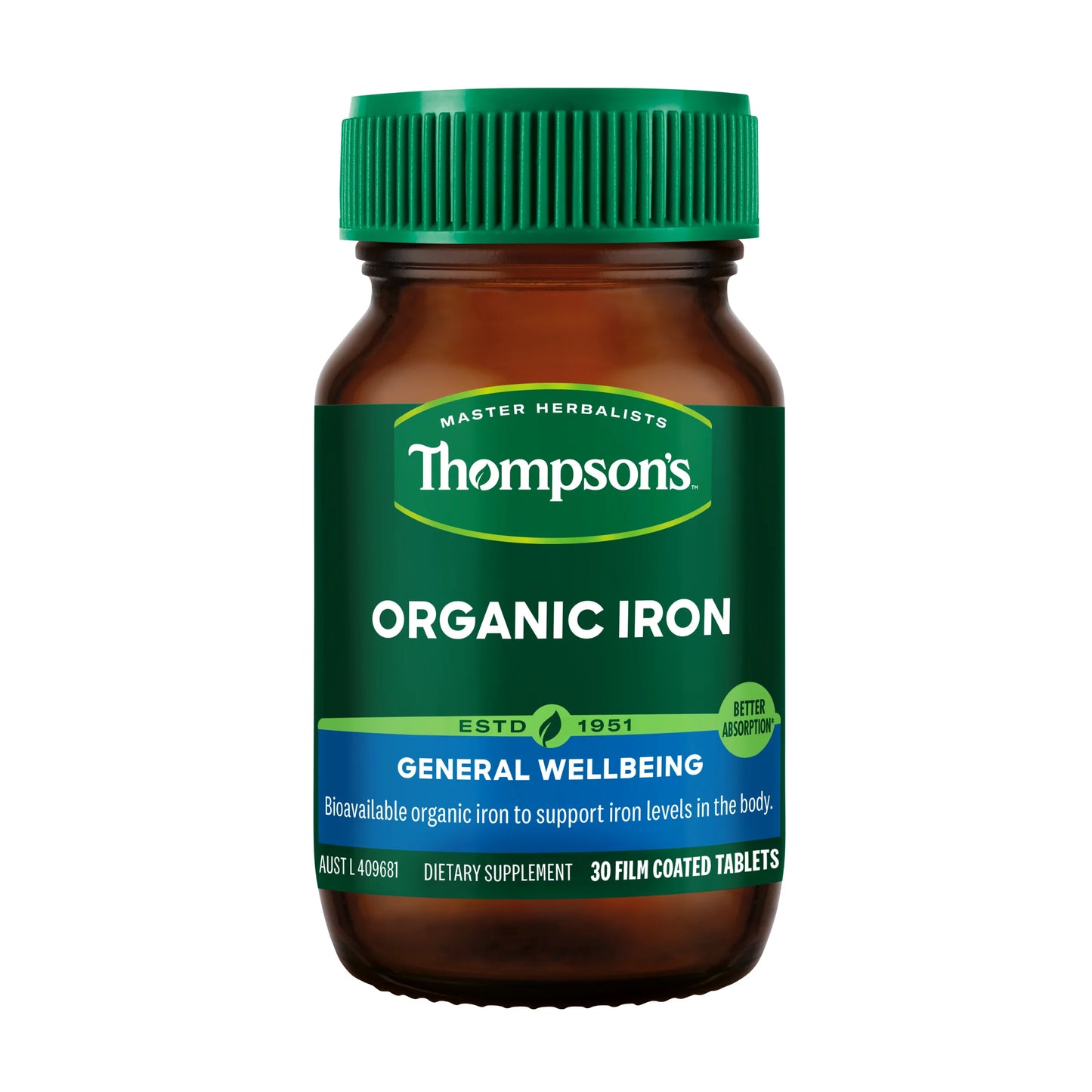 Thompson's Organic Iron 30 Tablets