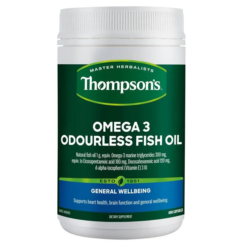 Thompsons Omega 3 Odourless Fish Oil 400 Capsules