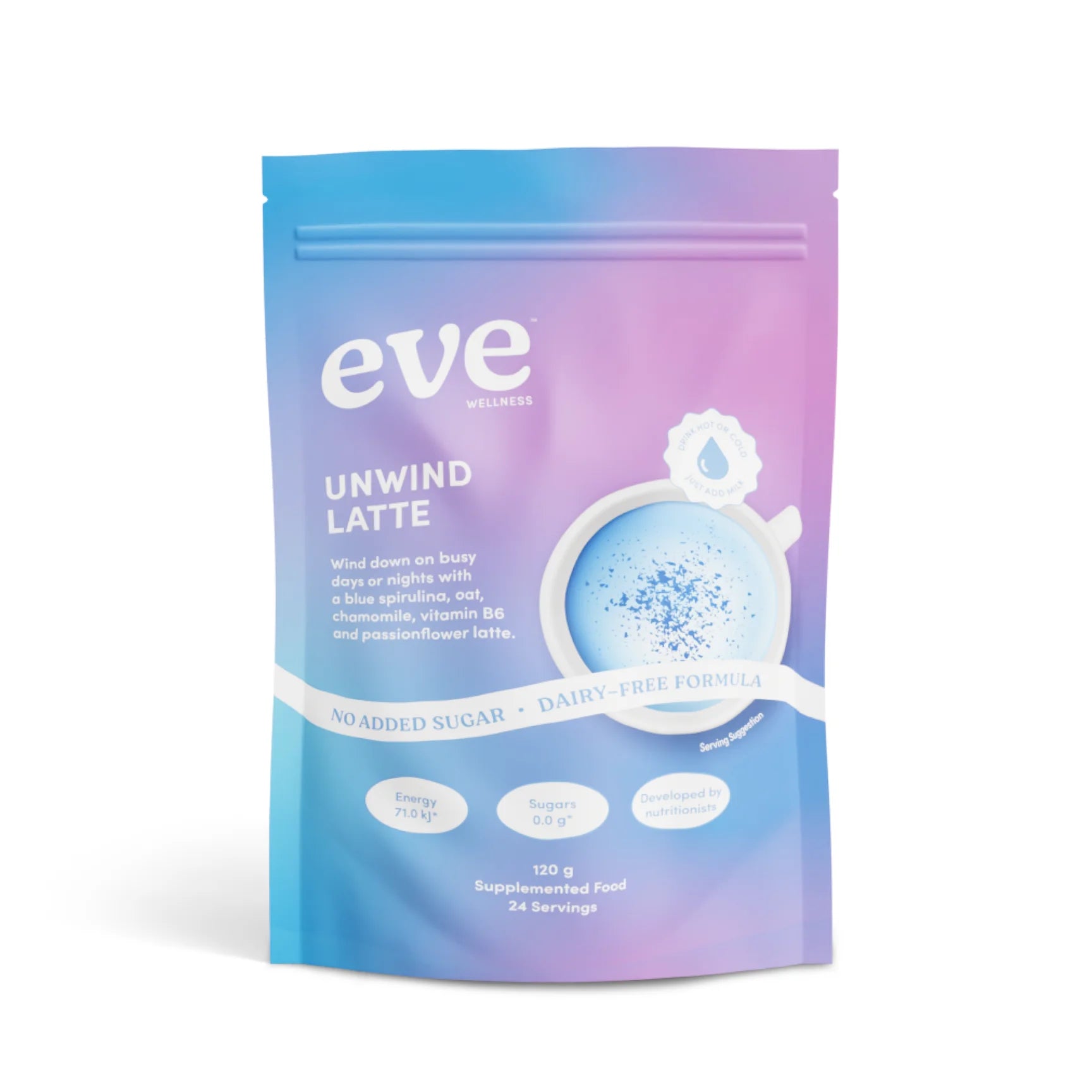 Unwind Latte with Blue Spirulina and Chamomile