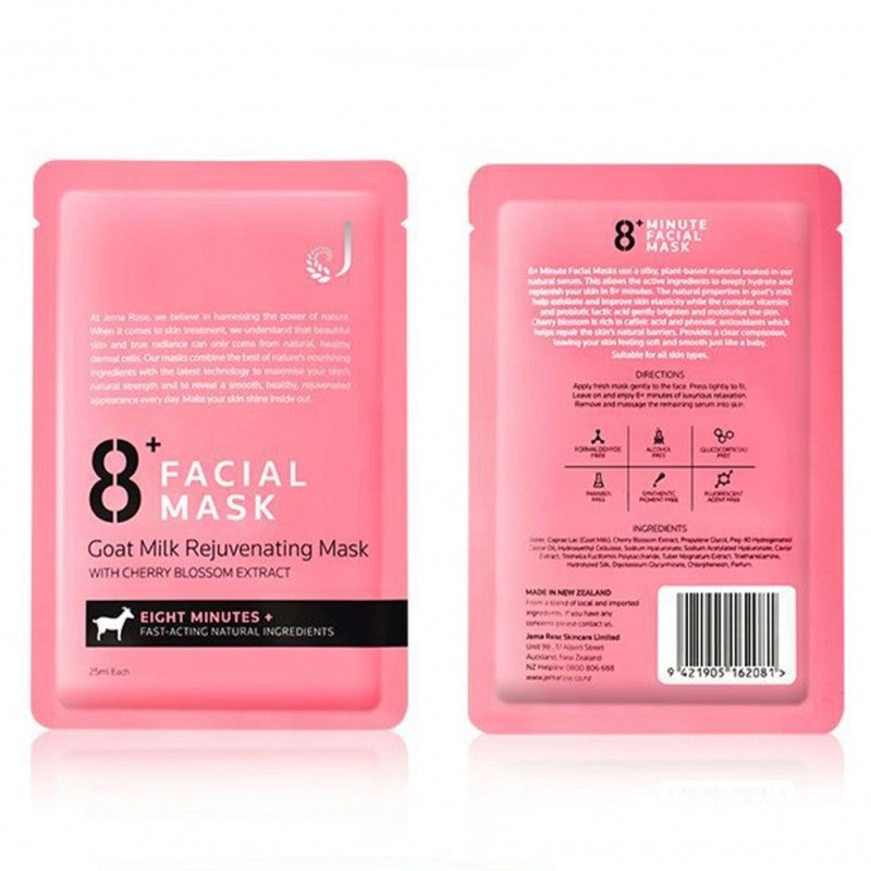 Jema Rose-8+ Minute Goat Milk Rejuvenating Mask With Cherry Blossom Extract 10x25ml