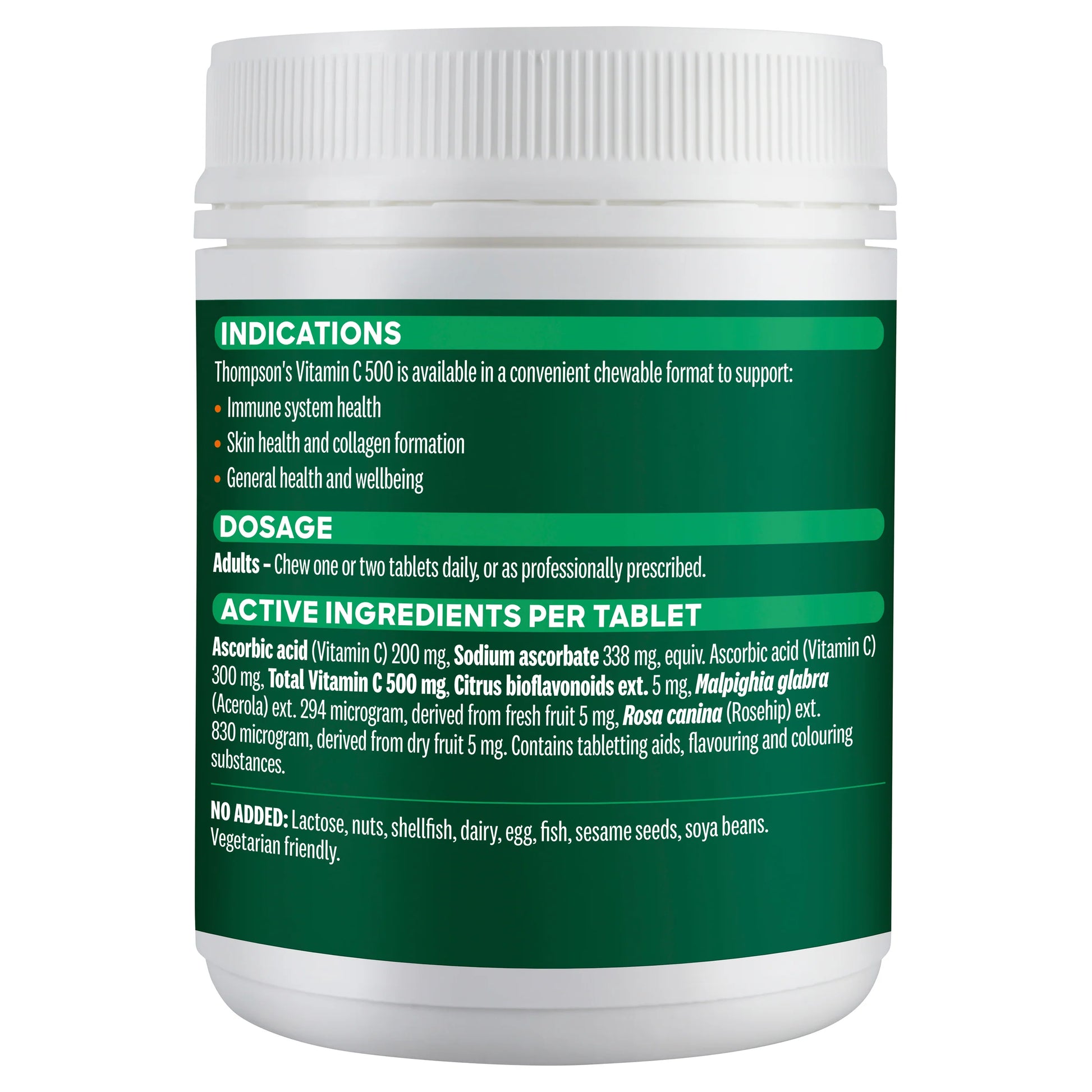 Thompson's Vitamin C Chewable 500MG 200 Tablets
