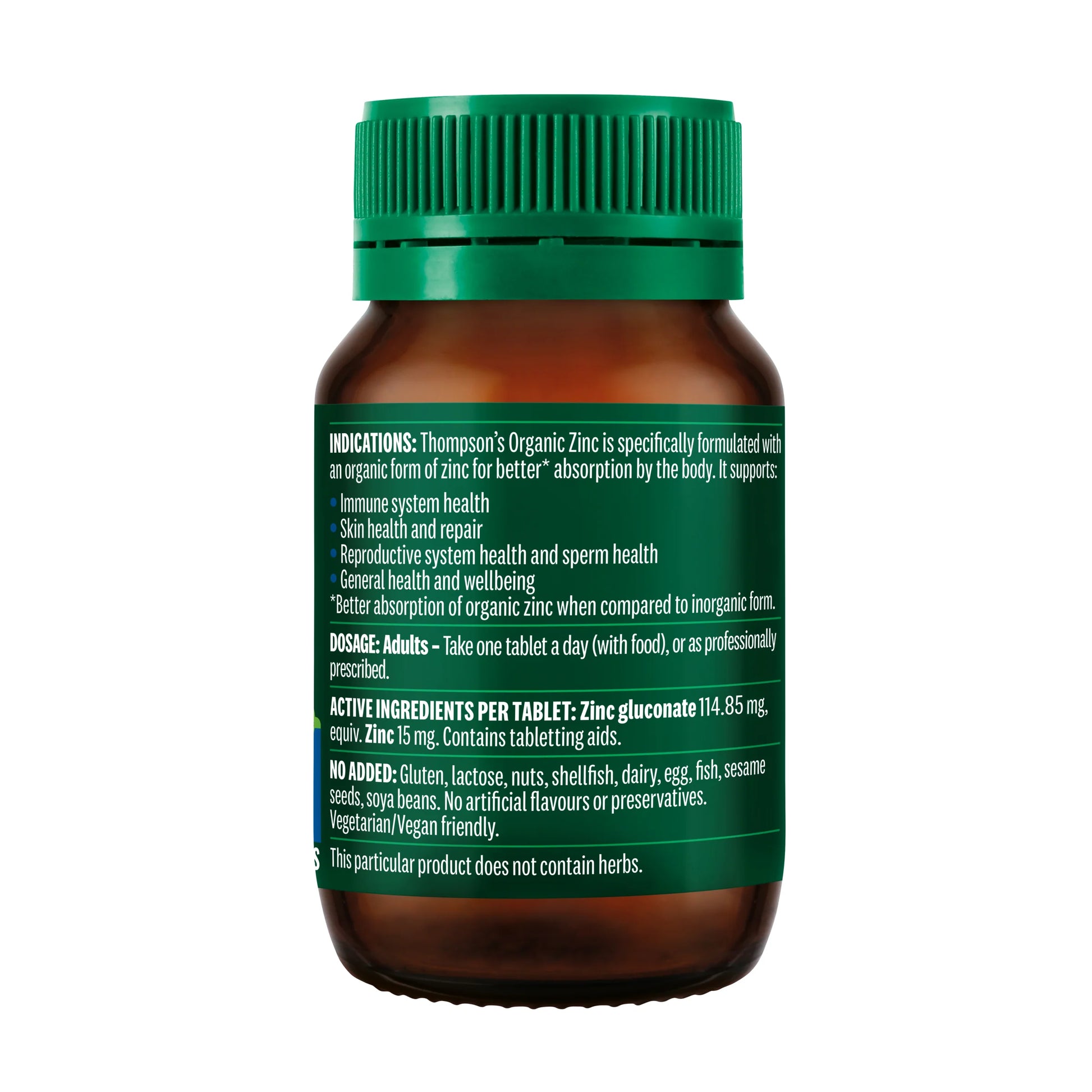 Thompson's Organic Zinc 80 Tablets